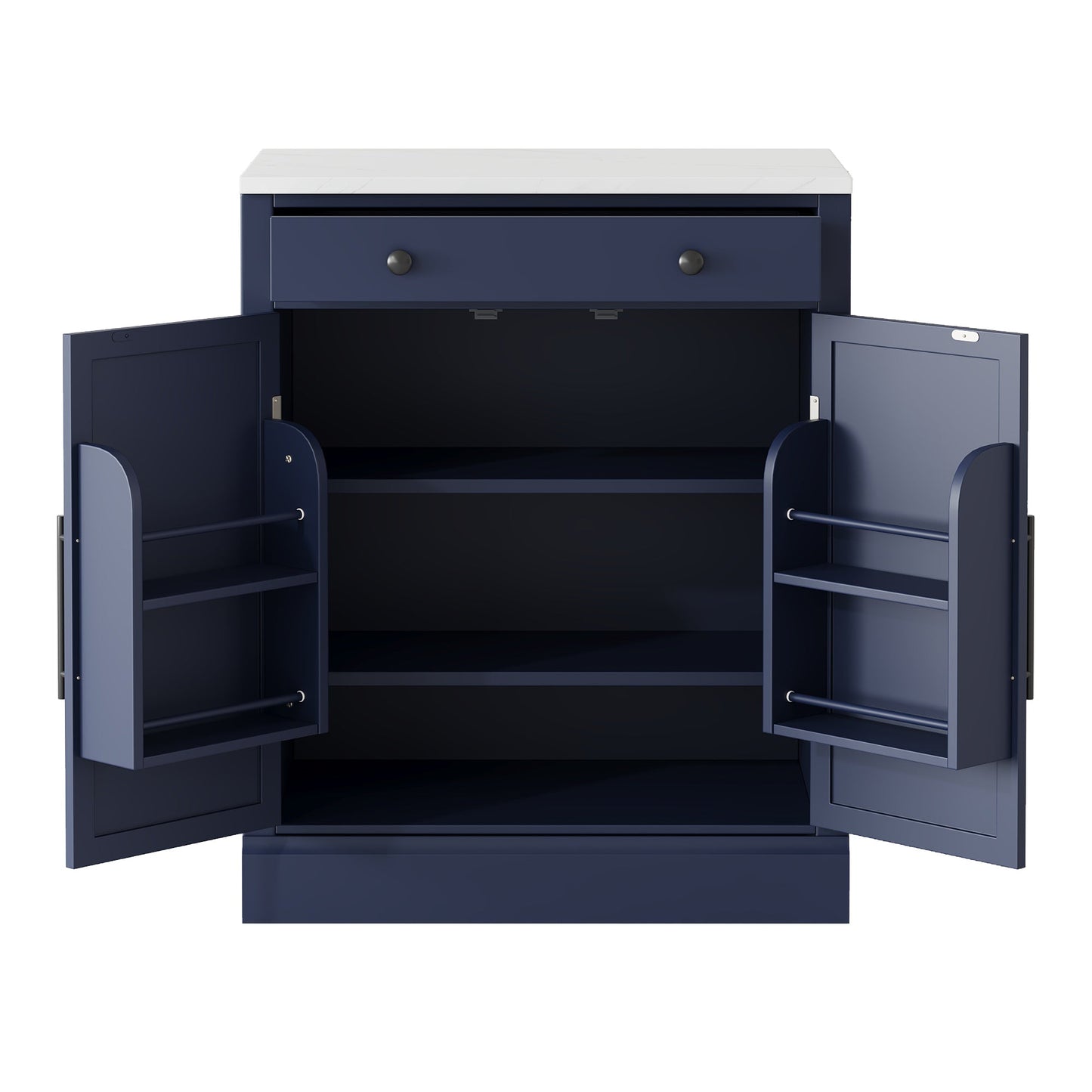 [Assembly Video Provided] TOPMAX Modern Freestanding Kitchen Pantry,Buffet Food Storage, Coffee Bar Cabinet with Drawer, 2 Adjustable Shelves and 2 Door Shelves for Dining, Kitchen, Set of 2, Blue - 1st Choice Furniture Direct