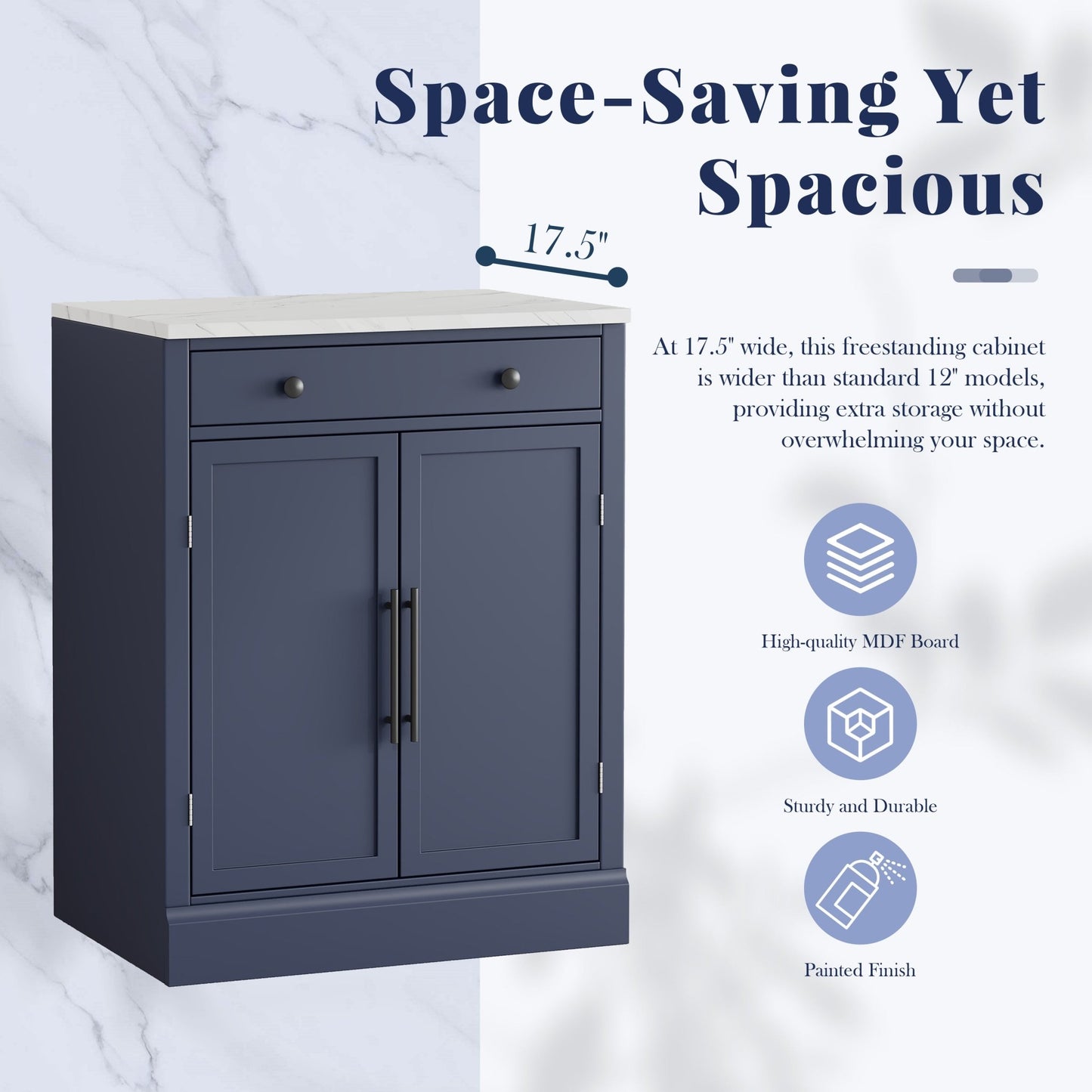 [Assembly Video Provided] TOPMAX Modern Freestanding Kitchen Pantry,Buffet Food Storage, Coffee Bar Cabinet with Drawer, 2 Adjustable Shelves and 2 Door Shelves for Dining, Kitchen, Set of 2, Blue - 1st Choice Furniture Direct