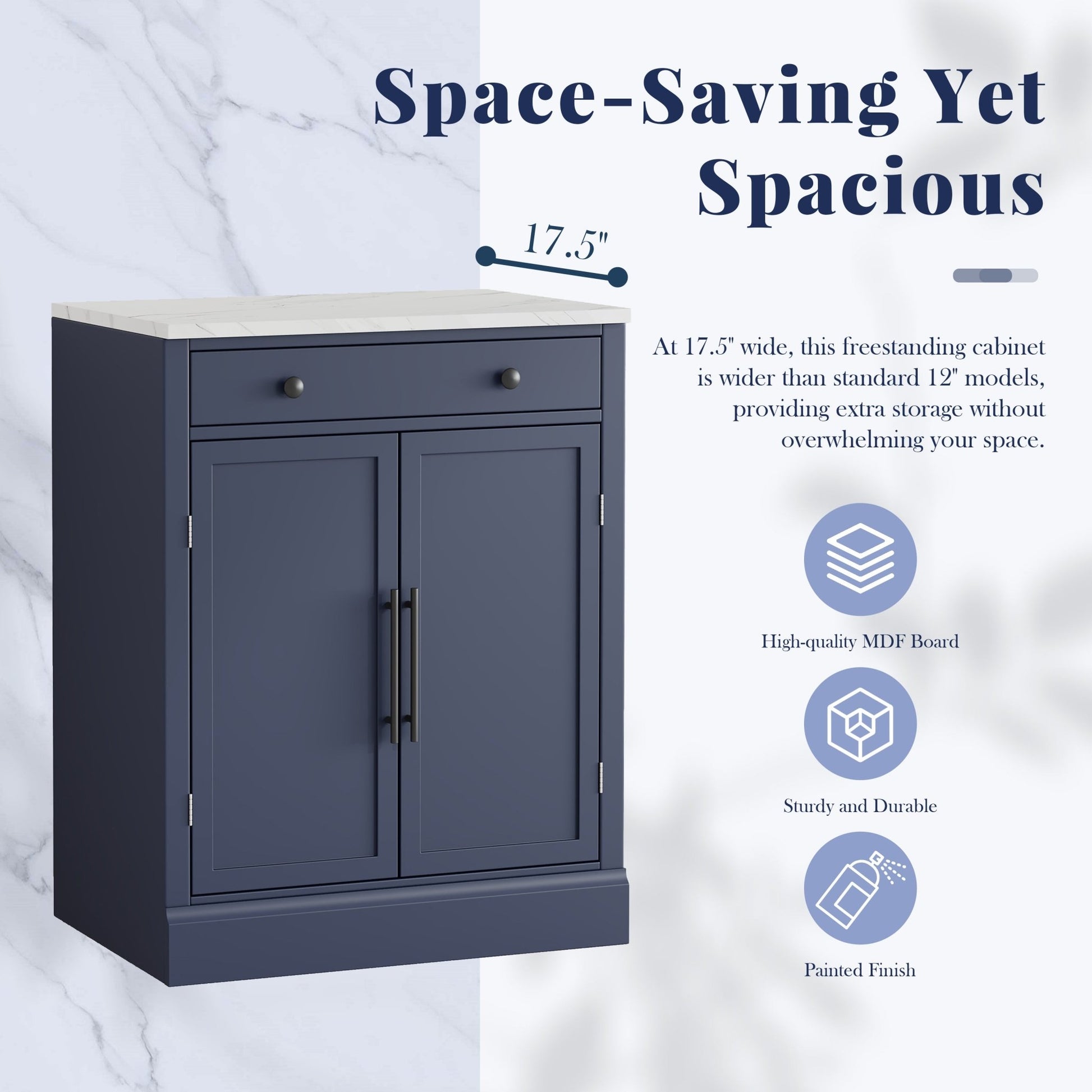 [Assembly Video Provided] TOPMAX Modern Freestanding Kitchen Pantry,Buffet Food Storage, Coffee Bar Cabinet with Drawer, 2 Adjustable Shelves and 2 Door Shelves for Dining, Kitchen, Set of 2, Blue - 1st Choice Furniture Direct