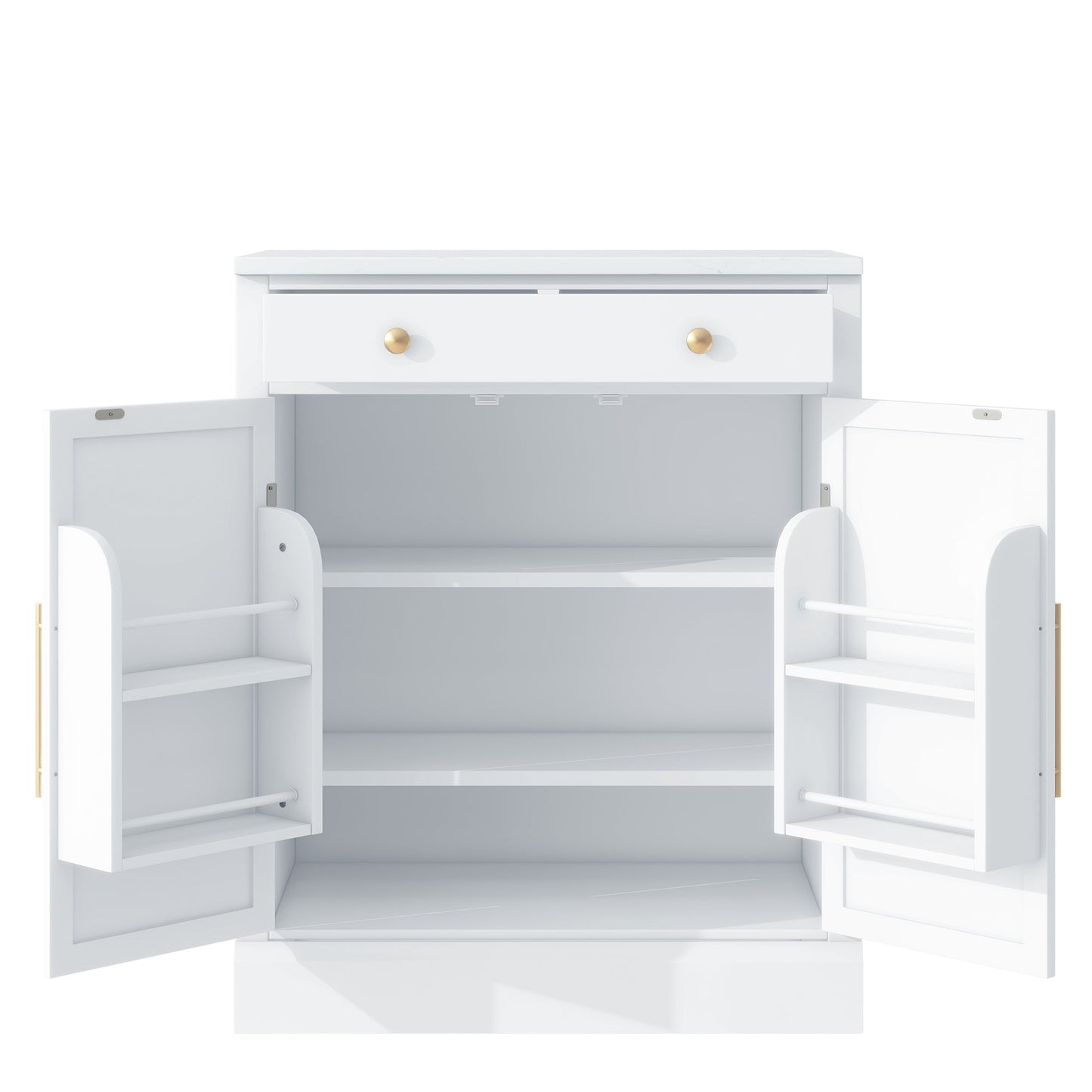 [Assembly Video Provided] TOPMAX Modern Freestanding Kitchen Pantry,Buffet Food Storage, Coffee Bar Cabinet with Drawer, 2 Adjustable Shelves and 2 Door Shelves for Dining, Kitchen, Set of 2, White - 1st Choice Furniture Direct