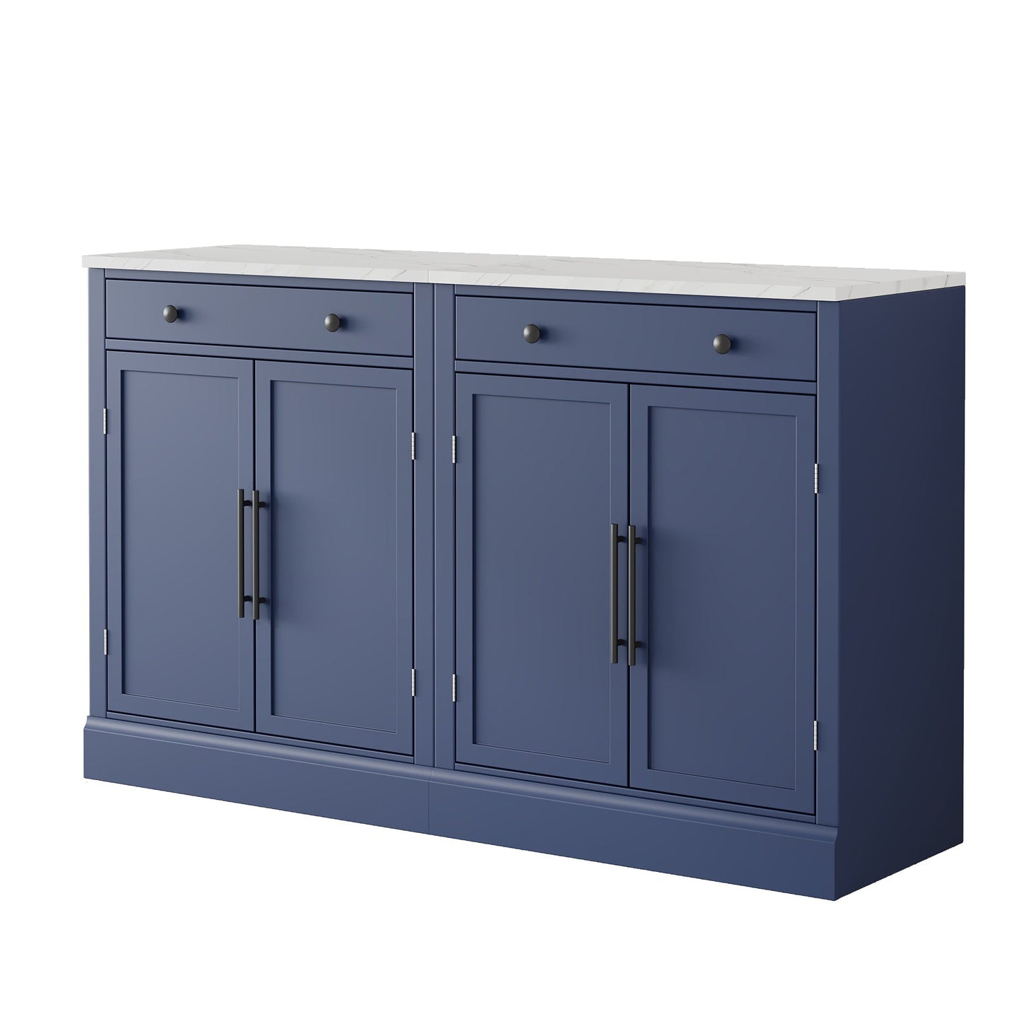 [Assembly Video Provided] TOPMAX Modern Freestanding Kitchen Pantry,Buffet Food Storage, Coffee Bar Cabinet with Drawer, 2 Adjustable Shelves and 2 Door Shelves for Dining, Kitchen, Set of 2, Blue - 1st Choice Furniture Direct