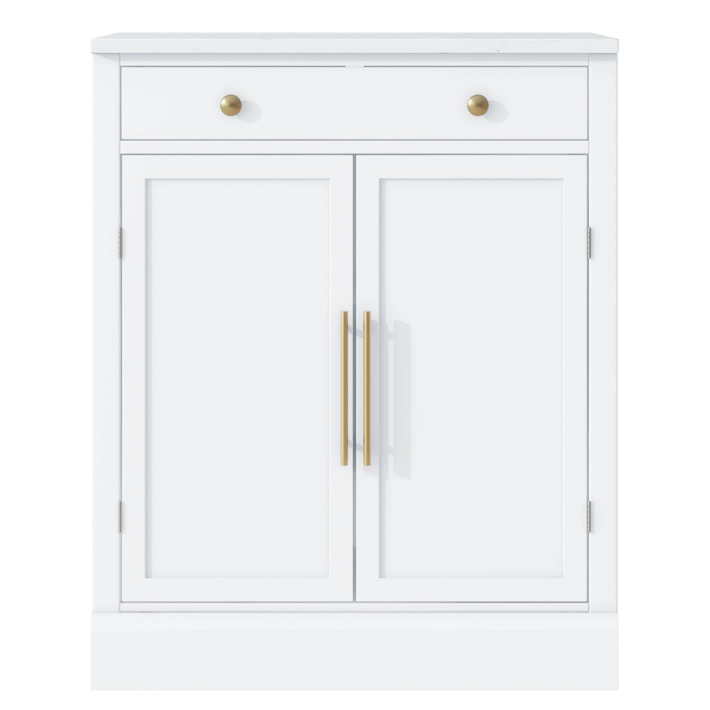 [Assembly Video Provided] TOPMAX Modern Freestanding Kitchen Pantry,Buffet Food Storage, Coffee Bar Cabinet with Drawer, 2 Adjustable Shelves and 2 Door Shelves for Dining, Kitchen, Set of 2, White - 1st Choice Furniture Direct