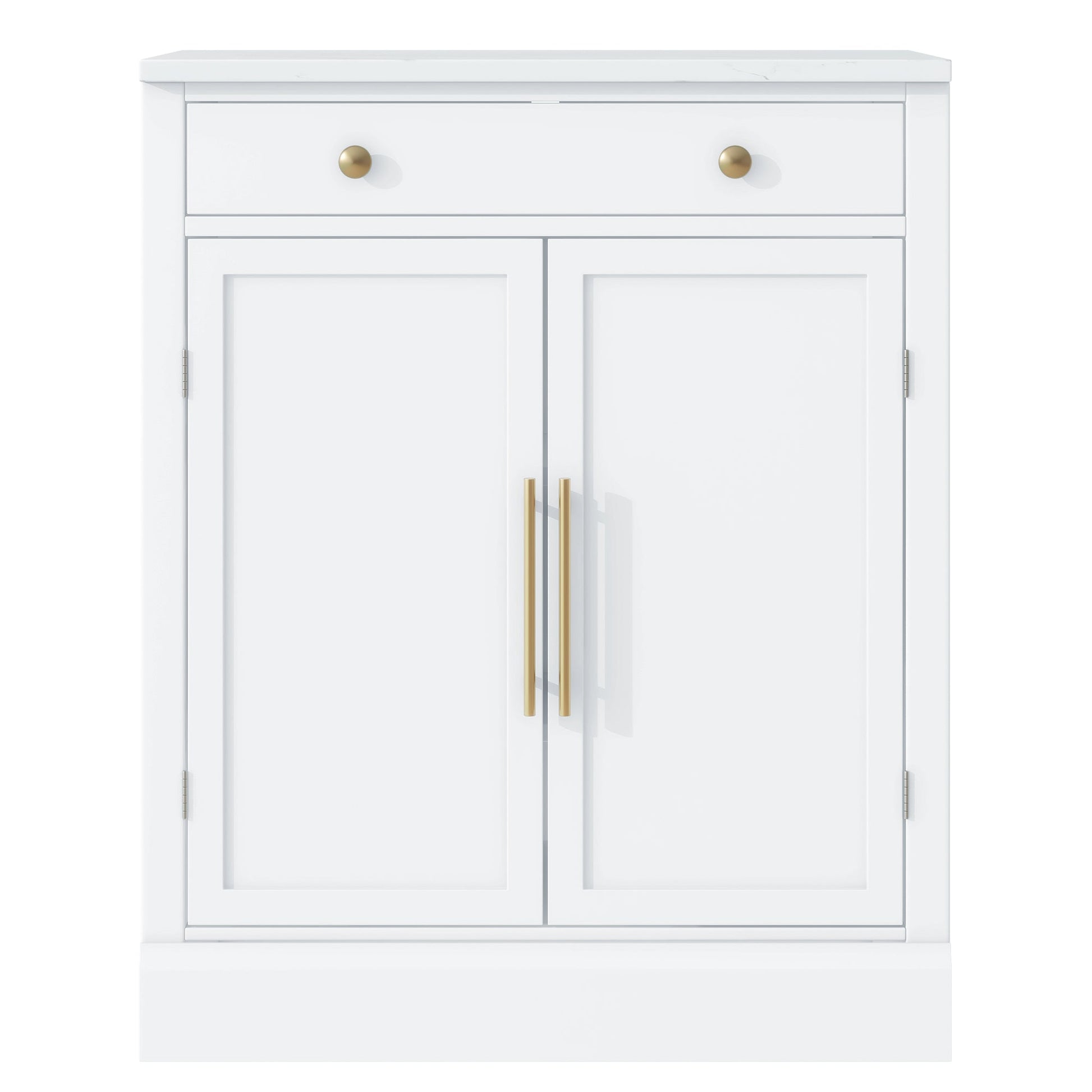 [Assembly Video Provided] TOPMAX Modern Freestanding Kitchen Pantry,Buffet Food Storage, Coffee Bar Cabinet with Drawer, 2 Adjustable Shelves and 2 Door Shelves for Dining, Kitchen, Set of 2, White - 1st Choice Furniture Direct