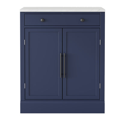 [Assembly Video Provided] TOPMAX Modern Freestanding Kitchen Pantry,Buffet Food Storage, Coffee Bar Cabinet with Drawer, 2 Adjustable Shelves and 2 Door Shelves for Dining, Kitchen, Set of 2, Blue - 1st Choice Furniture Direct