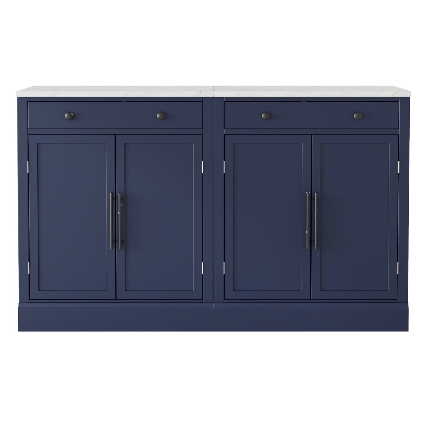 [Assembly Video Provided] TOPMAX Modern Freestanding Kitchen Pantry,Buffet Food Storage, Coffee Bar Cabinet with Drawer, 2 Adjustable Shelves and 2 Door Shelves for Dining, Kitchen, Set of 2, Blue - 1st Choice Furniture Direct