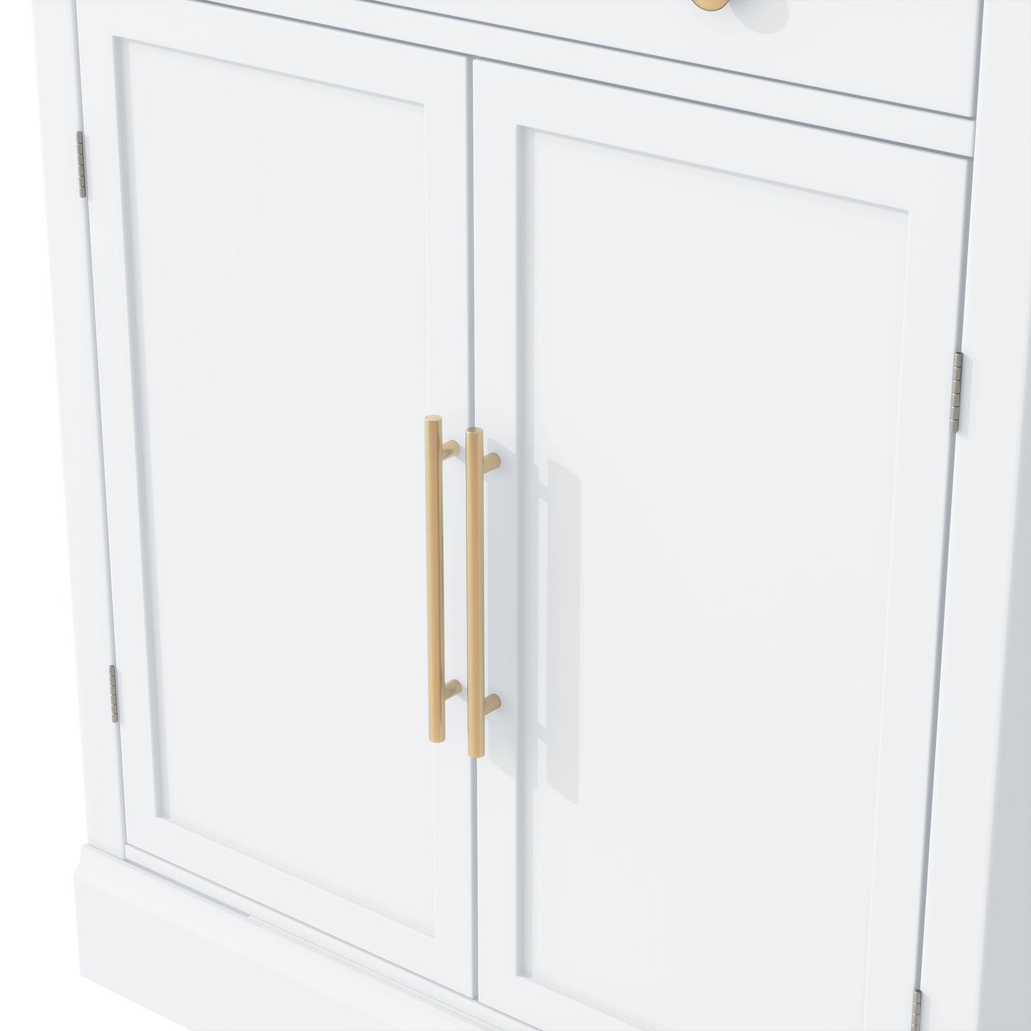 [Assembly Video Provided] TOPMAX Modern Freestanding Kitchen Pantry,Buffet Food Storage, Coffee Bar Cabinet with Drawer, 2 Adjustable Shelves and 2 Door Shelves for Dining, Kitchen, Set of 2, White - 1st Choice Furniture Direct