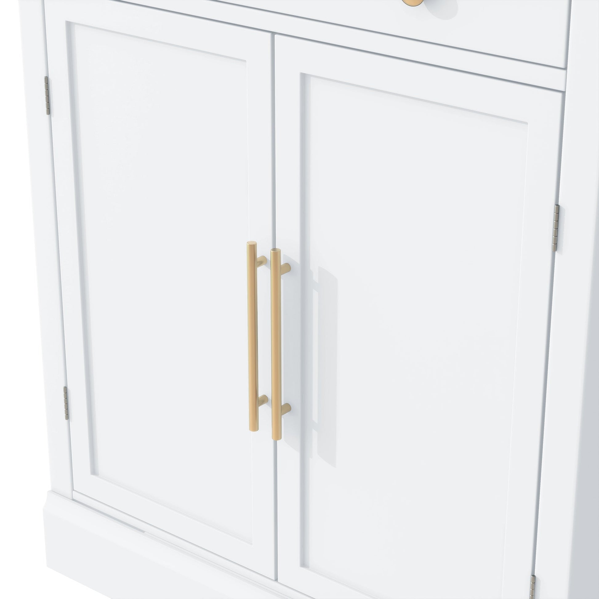 [Assembly Video Provided] TOPMAX Modern Freestanding Kitchen Pantry,Buffet Food Storage, Coffee Bar Cabinet with Drawer, 2 Adjustable Shelves and 2 Door Shelves for Dining, Kitchen, Set of 2, White - 1st Choice Furniture Direct