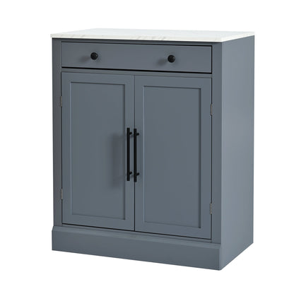 [Assembly Video Provided] TOPMAX Modern Freestanding Kitchen Pantry,Buffet Food Storage, Coffee Bar Cabinet with Drawer, 2 Adjustable Shelves and 2 Door Shelves for Dining, Kitchen, Set of 2, Gray - 1st Choice Furniture Direct