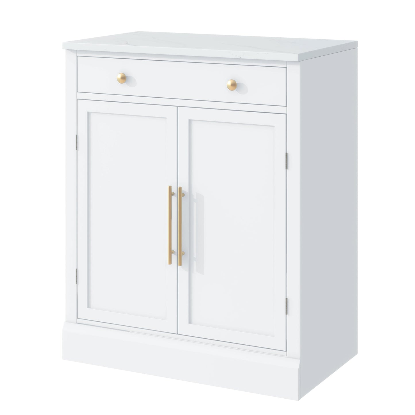 [Assembly Video Provided] TOPMAX Modern Freestanding Kitchen Pantry,Buffet Food Storage, Coffee Bar Cabinet with Drawer, 2 Adjustable Shelves and 2 Door Shelves for Dining, Kitchen, Set of 2, White - 1st Choice Furniture Direct