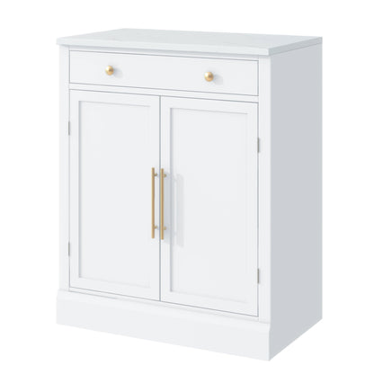 [Assembly Video Provided] TOPMAX Modern Freestanding Kitchen Pantry,Buffet Food Storage, Coffee Bar Cabinet with Drawer, 2 Adjustable Shelves and 2 Door Shelves for Dining, Kitchen, Set of 2, White - 1st Choice Furniture Direct