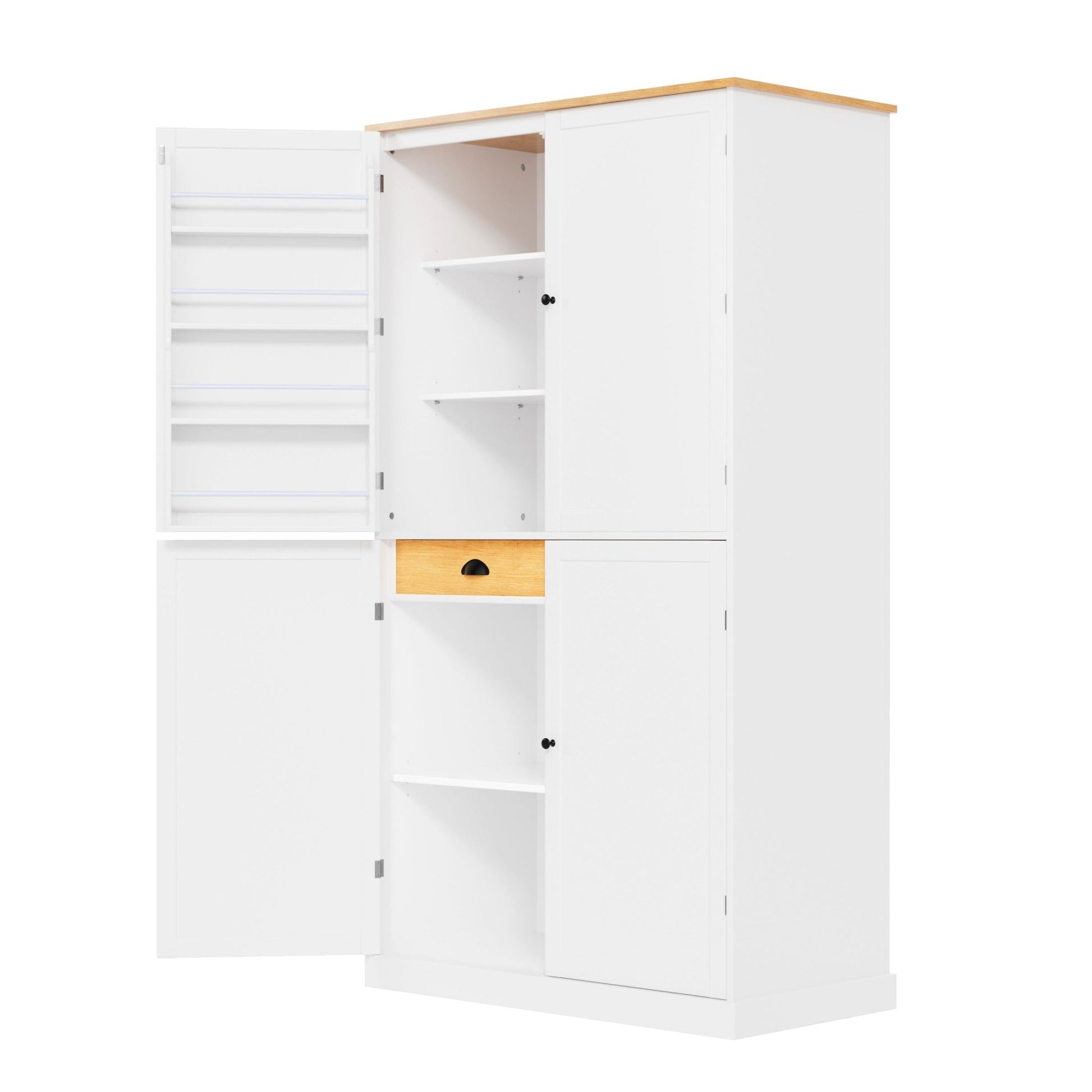 [Assembly Video Provided]TOPMAX 40.2x20x71.3inch High Freestanding Kitchen Pantry Large Cupboard Storage Cabinet with 2 Drawers, 2 Adjustable Shelves, 8 Door Shelves for Kitchen, Dining Room,White - 1st Choice Furniture Direct