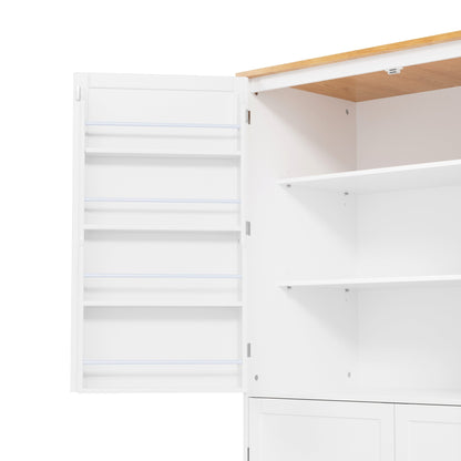 [Assembly Video Provided]TOPMAX 40.2x20x71.3inch High Freestanding Kitchen Pantry Large Cupboard Storage Cabinet with 2 Drawers, 2 Adjustable Shelves, 8 Door Shelves for Kitchen, Dining Room,White - 1st Choice Furniture Direct