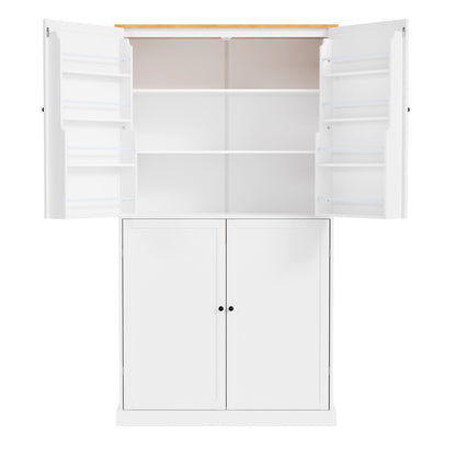 [Assembly Video Provided]TOPMAX 40.2x20x71.3inch High Freestanding Kitchen Pantry Large Cupboard Storage Cabinet with 2 Drawers, 2 Adjustable Shelves, 8 Door Shelves for Kitchen, Dining Room,White - 1st Choice Furniture Direct