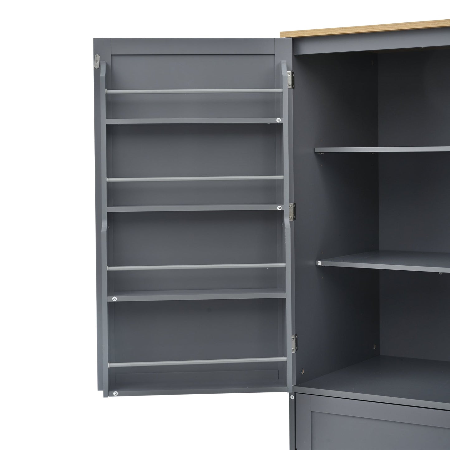 [Assembly Video Provided]TOPMAX 40.2x20x71.3inch High Freestanding Kitchen Pantry Large Cupboard Storage Cabinet with 2 Drawers, 2 Adjustable Shelves, 8 Door Shelves for Kitchen, Dining Room,Gray - 1st Choice Furniture Direct
