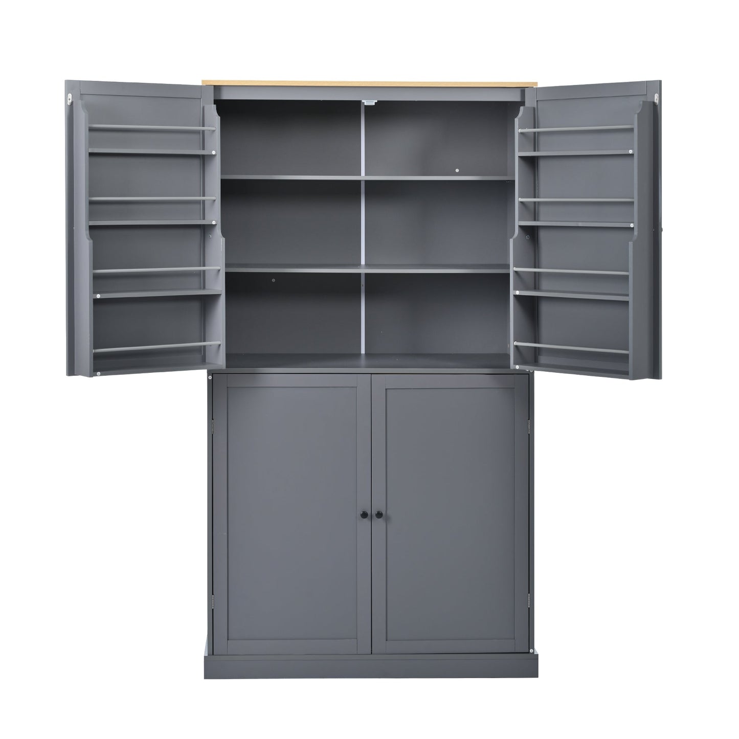 [Assembly Video Provided]TOPMAX 40.2x20x71.3inch High Freestanding Kitchen Pantry Large Cupboard Storage Cabinet with 2 Drawers, 2 Adjustable Shelves, 8 Door Shelves for Kitchen, Dining Room,Gray - 1st Choice Furniture Direct