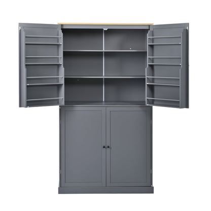 [Assembly Video Provided]TOPMAX 40.2x20x71.3inch High Freestanding Kitchen Pantry Large Cupboard Storage Cabinet with 2 Drawers, 2 Adjustable Shelves, 8 Door Shelves for Kitchen, Dining Room,Gray - 1st Choice Furniture Direct