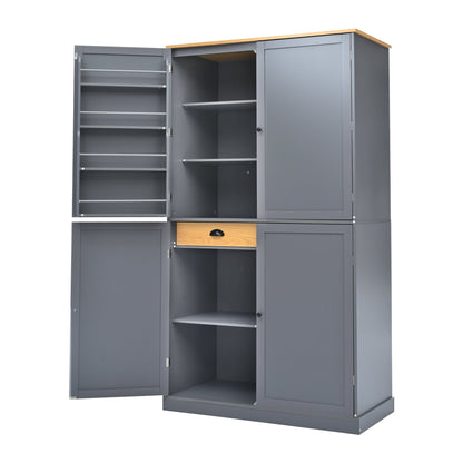 [Assembly Video Provided]TOPMAX 40.2x20x71.3inch High Freestanding Kitchen Pantry Large Cupboard Storage Cabinet with 2 Drawers, 2 Adjustable Shelves, 8 Door Shelves for Kitchen, Dining Room,Gray - 1st Choice Furniture Direct