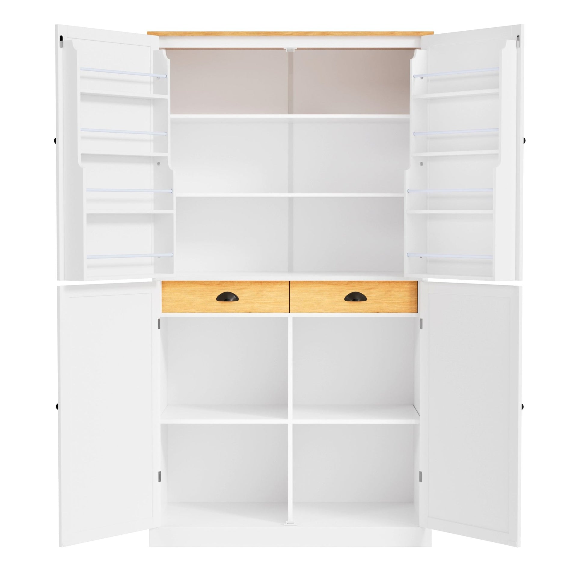 [Assembly Video Provided]TOPMAX 40.2x20x71.3inch High Freestanding Kitchen Pantry Large Cupboard Storage Cabinet with 2 Drawers, 2 Adjustable Shelves, 8 Door Shelves for Kitchen, Dining Room,White - 1st Choice Furniture Direct