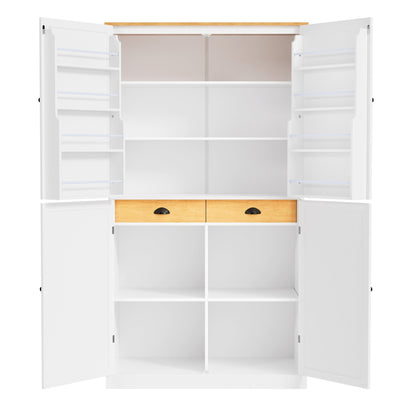 [Assembly Video Provided]TOPMAX 40.2x20x71.3inch High Freestanding Kitchen Pantry Large Cupboard Storage Cabinet with 2 Drawers, 2 Adjustable Shelves, 8 Door Shelves for Kitchen, Dining Room,White - 1st Choice Furniture Direct