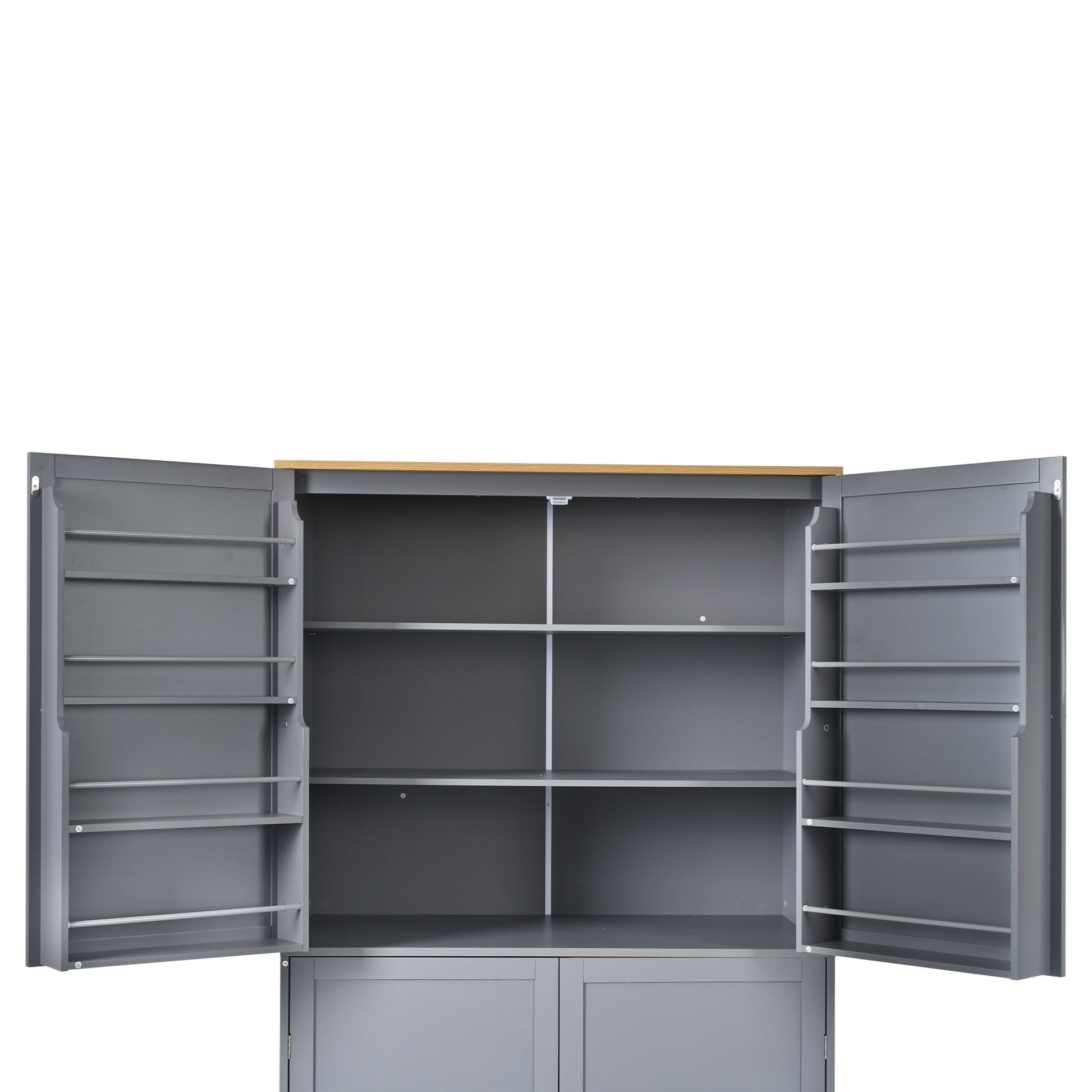 [Assembly Video Provided]TOPMAX 40.2x20x71.3inch High Freestanding Kitchen Pantry Large Cupboard Storage Cabinet with 2 Drawers, 2 Adjustable Shelves, 8 Door Shelves for Kitchen, Dining Room,Gray - 1st Choice Furniture Direct