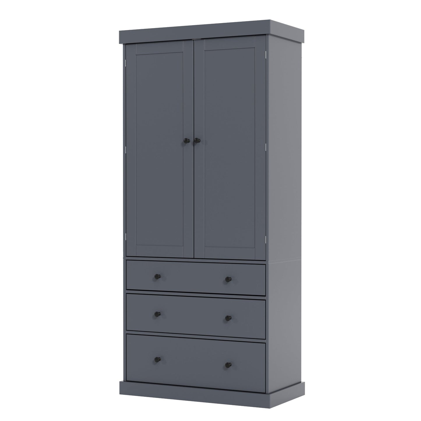 [Assembly Video Provided]TOPMAX 77inch Farmhouse Kitchen Pantry, Freestanding Tall Cupboard Storage Cabinet with 3 Adjustable Shelves, 8 Door Shelves, 3 Drawers for Kitchen, Dining Room, Gray - 1st Choice Furniture Direct