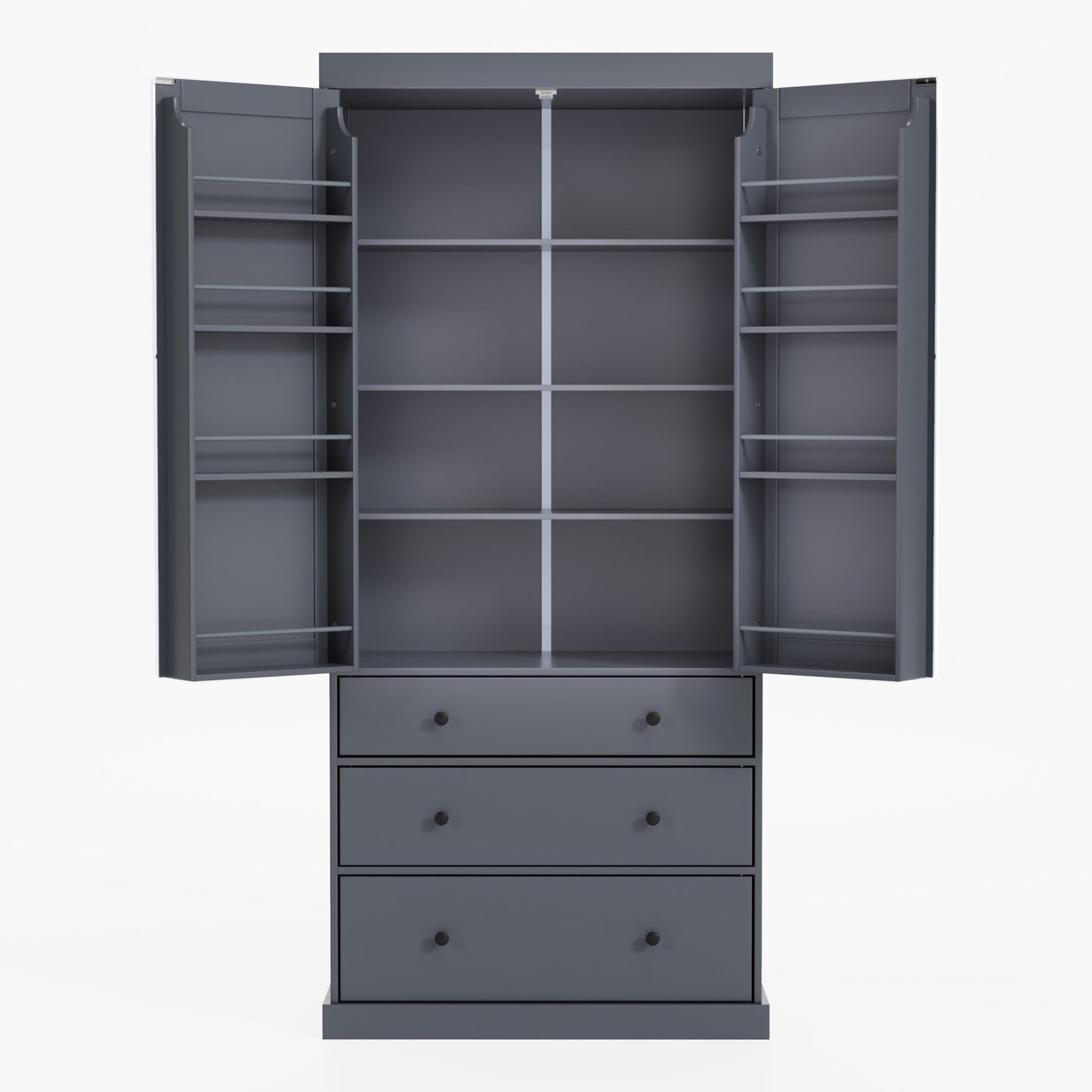 [Assembly Video Provided]TOPMAX 77inch Farmhouse Kitchen Pantry, Freestanding Tall Cupboard Storage Cabinet with 3 Adjustable Shelves, 8 Door Shelves, 3 Drawers for Kitchen, Dining Room, Gray - 1st Choice Furniture Direct