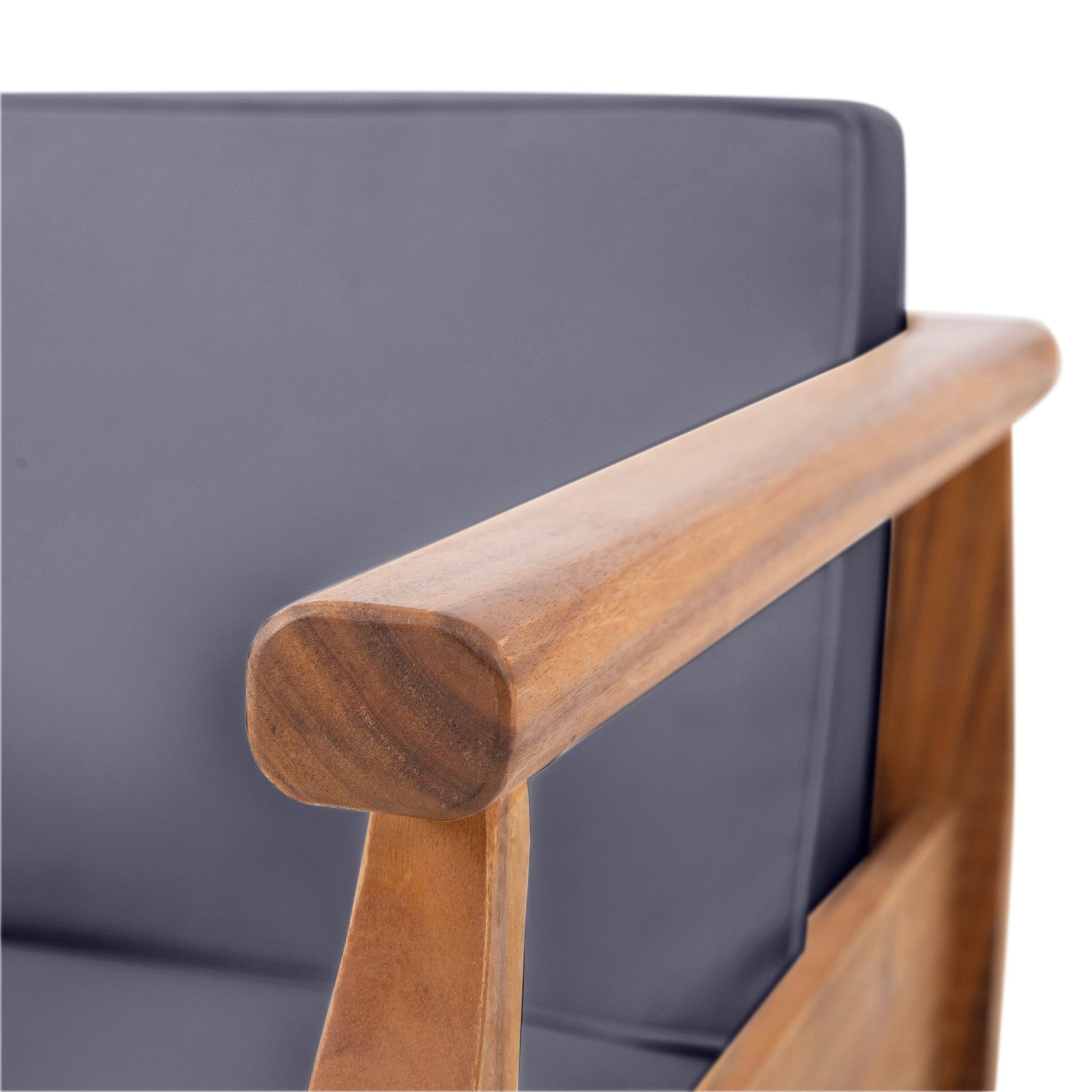 Aston Teak Brown 2 - Piece Wood Outdoor Patio Conversation Seating Set with Cream Cushions - 1st Choice Furniture Direct