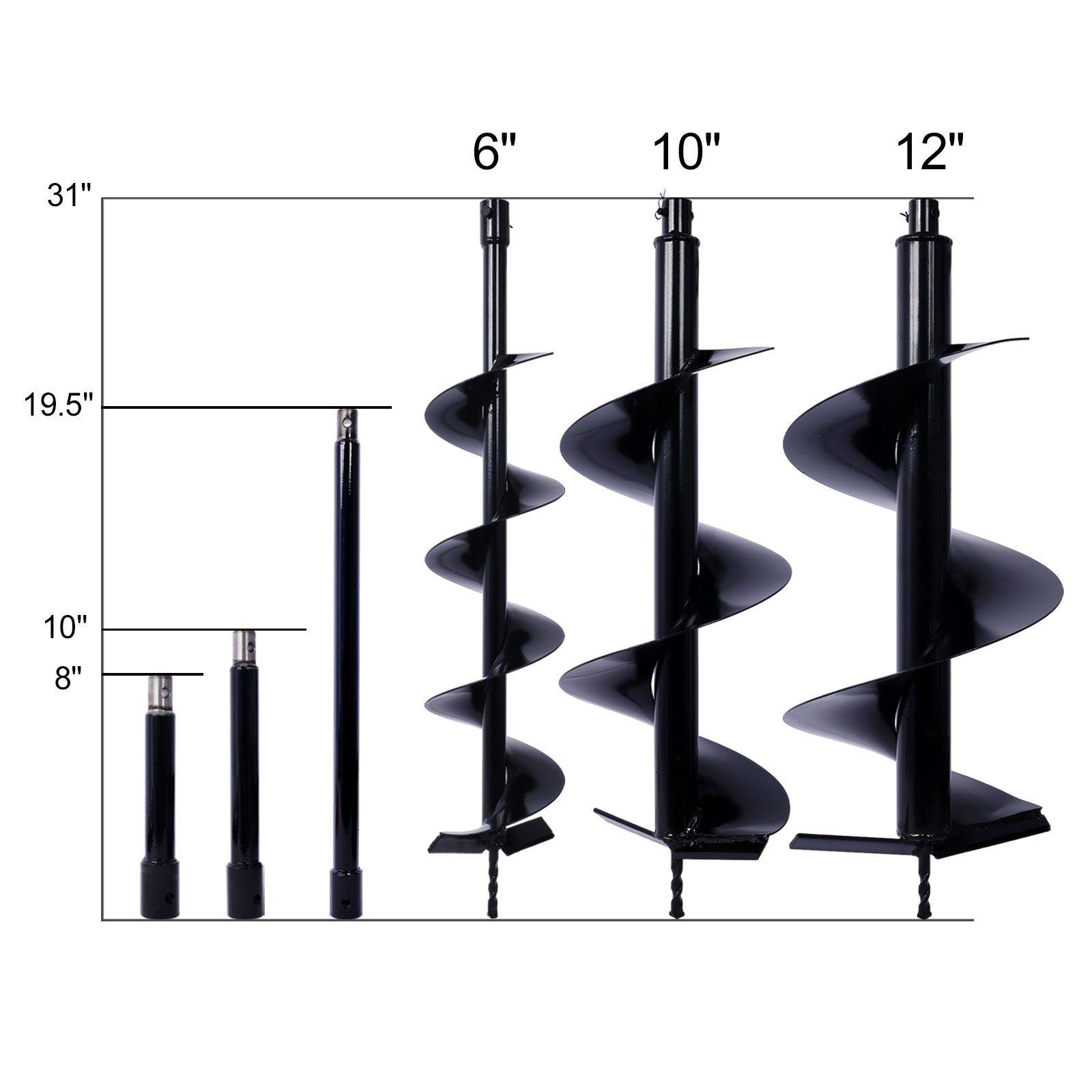 Auger Drill Bit for Planting Hole, Bulb Bedding Digging Post Hole Planting Tool for 3/4' Shaft Auger,Hole Digger Replacement Auger Bits Earth Auger Digging Bit 6IN+10IN+12IN+EXTENSION RODS - 1st Choice Furniture Direct