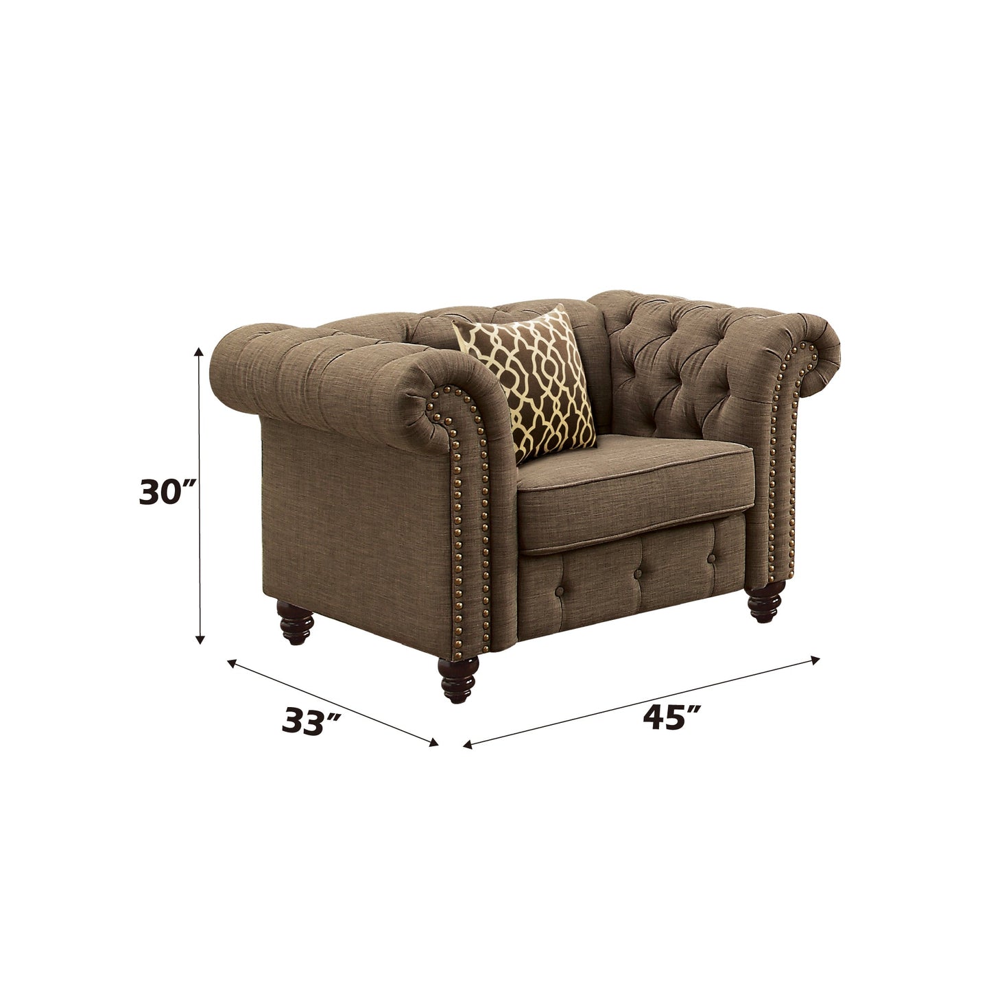 Aurelia Brown Linen Chair W/Pillow - 1st Choice Furniture Direct
