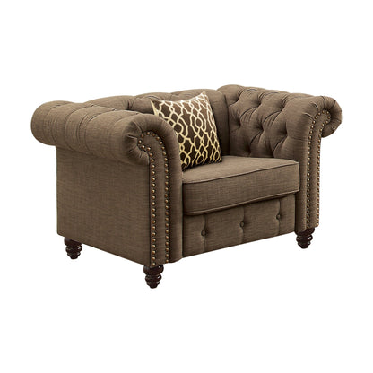 Aurelia Brown Linen Chair W/Pillow - 1st Choice Furniture Direct