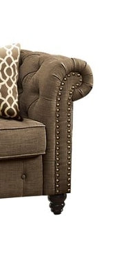 Aurelia Brown Linen Loveseat W/2 Pillows - 1st Choice Furniture Direct