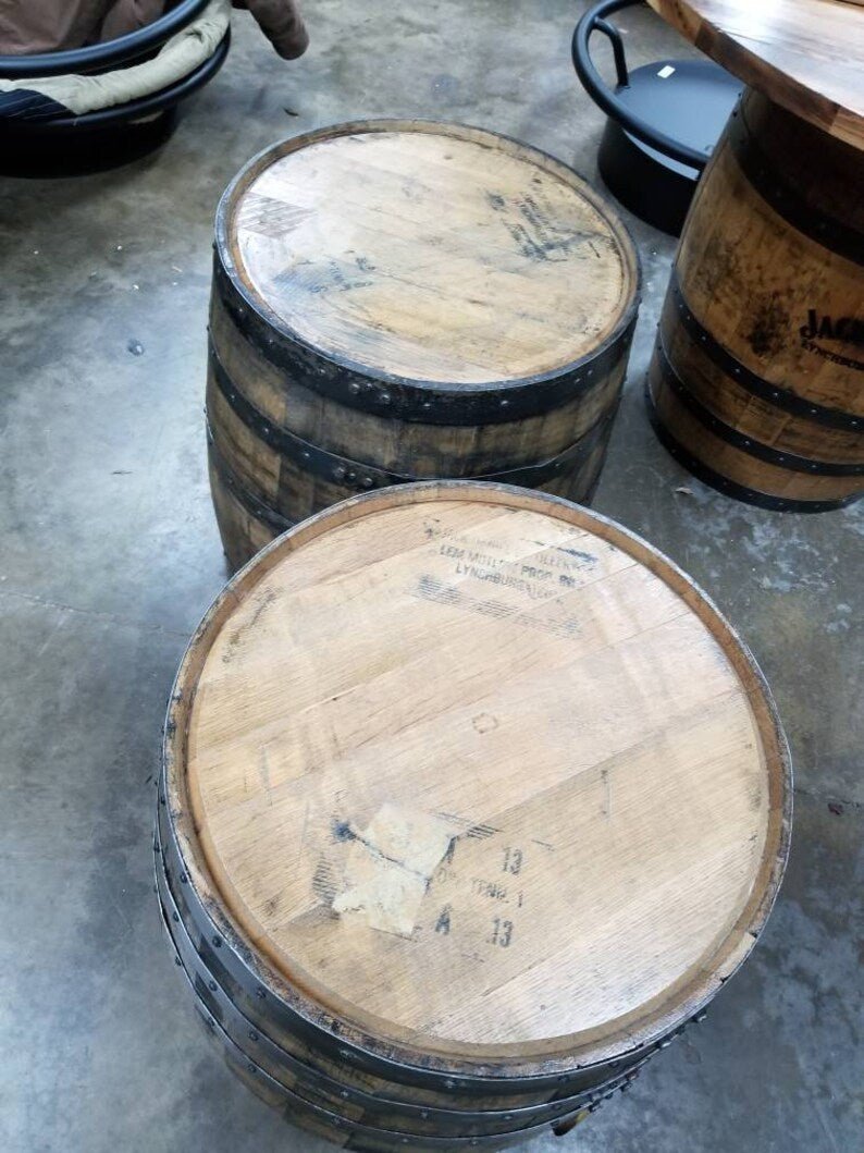 Authentic Whiskey Barrel End Table | Solid Oak Rustic Barrel Table (25") - 1st Choice Furniture Direct