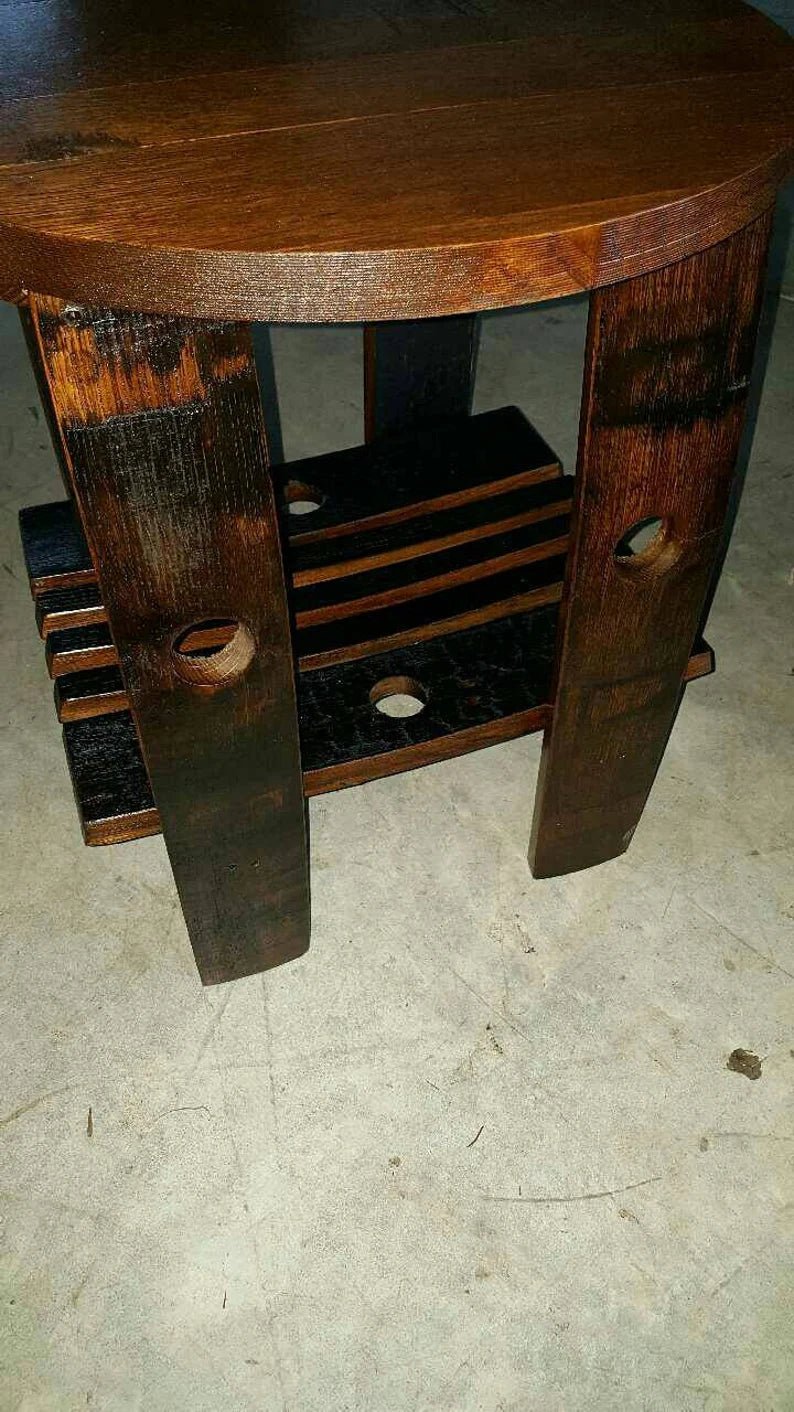 Authentic Whiskey Barrel End Table with White Oak Top - 1st Choice Furniture Direct