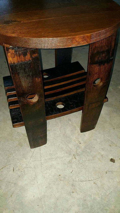 Authentic Whiskey Barrel End Table with White Oak Top - 1st Choice Furniture Direct