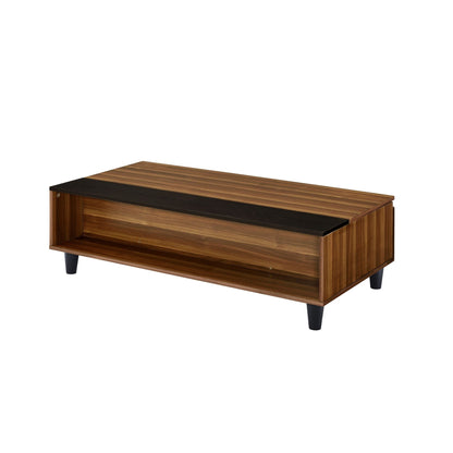 Avala Walnut & Black Finish Coffee Table W/Lift Top - 1st Choice Furniture Direct