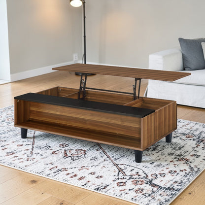 Avala Walnut & Black Finish Coffee Table W/Lift Top - 1st Choice Furniture Direct