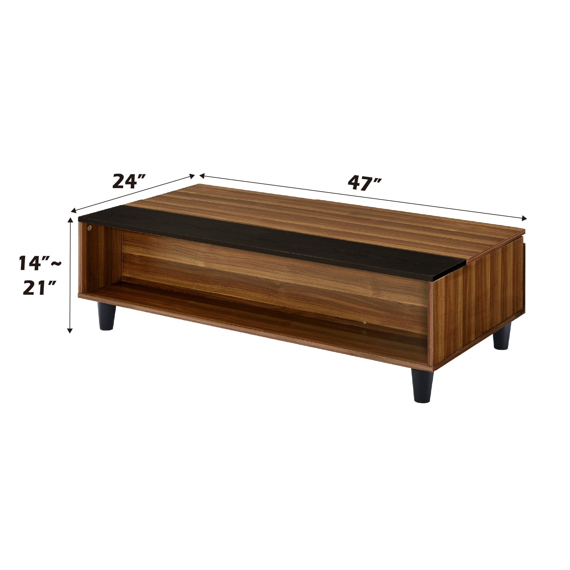 Avala Walnut & Black Finish Coffee Table W/Lift Top - 1st Choice Furniture Direct
