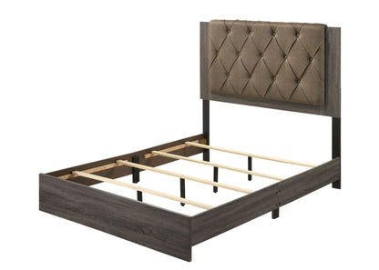 Avantika Fabric & Rustic Gray Oak Finish EK Bed - 1st Choice Furniture Direct