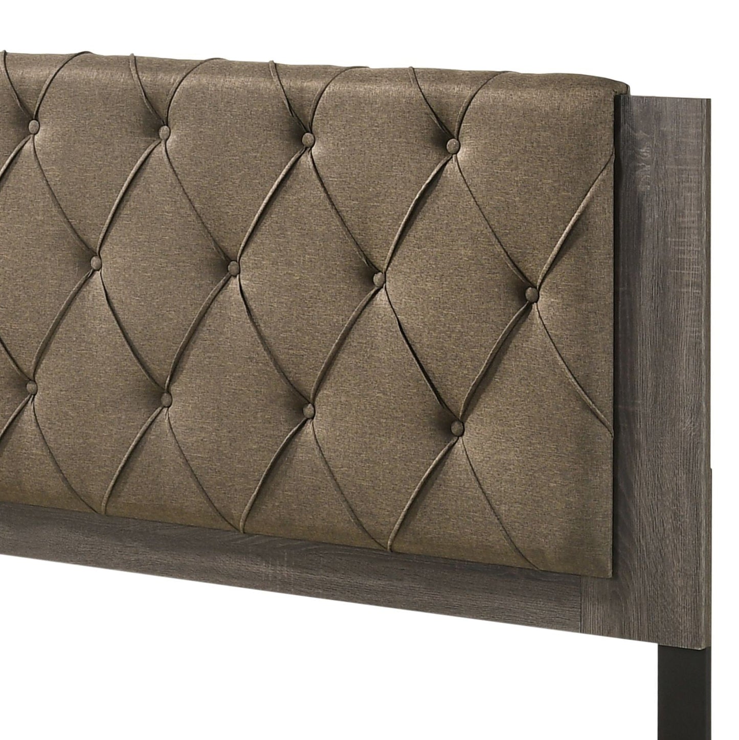 Avantika Fabric & Rustic Gray Oak Finish EK Bed - 1st Choice Furniture Direct