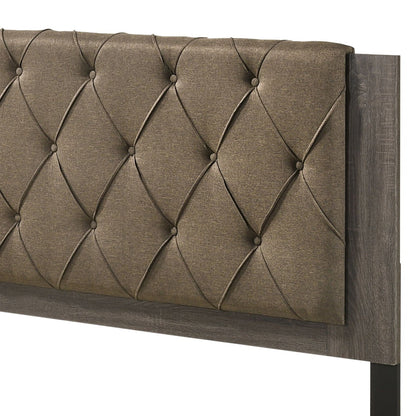 Avantika Fabric & Rustic Gray Oak Finish EK Bed - 1st Choice Furniture Direct