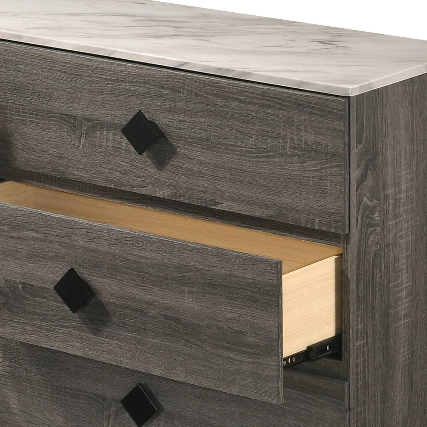 Avantika Faux Marble Top & Rustic Gray Oak Finish Dresser - 1st Choice Furniture Direct