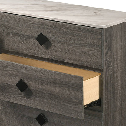 Avantika Faux Marble Top & Rustic Gray Oak Finish Dresser - 1st Choice Furniture Direct