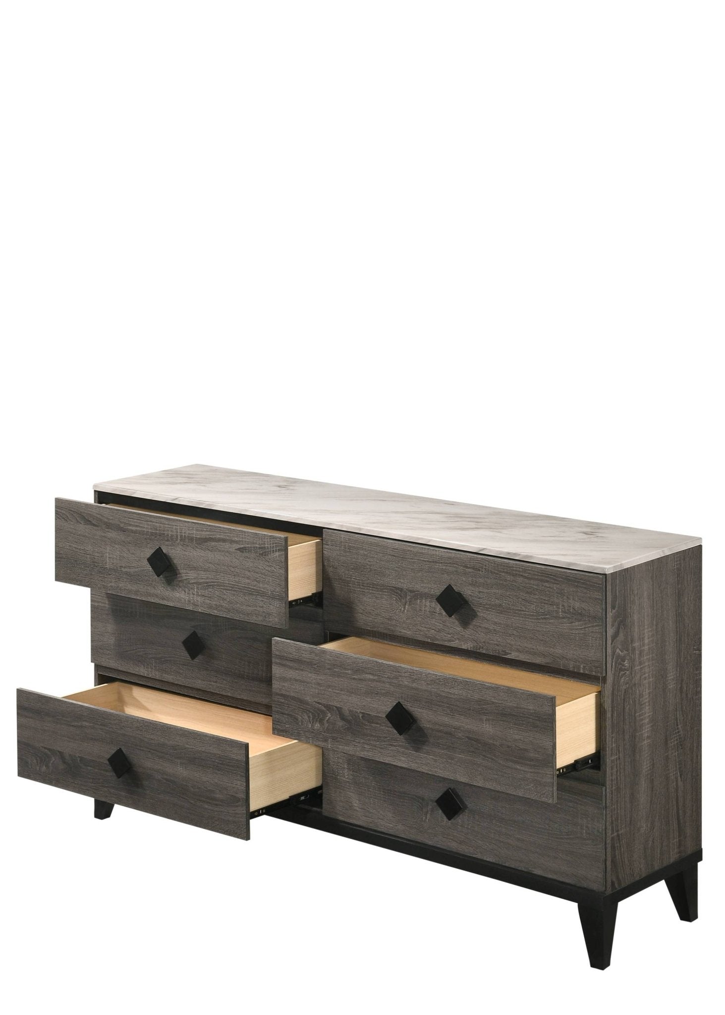 Avantika Faux Marble Top & Rustic Gray Oak Finish Dresser - 1st Choice Furniture Direct