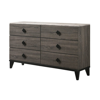 Avantika Faux Marble Top & Rustic Gray Oak Finish Dresser - 1st Choice Furniture Direct
