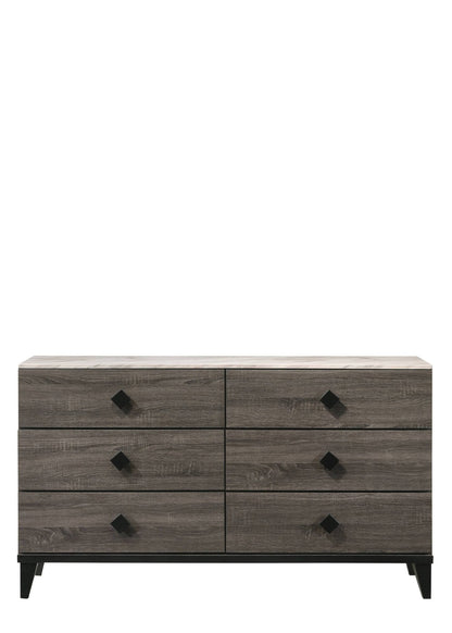 Avantika Faux Marble Top & Rustic Gray Oak Finish Dresser - 1st Choice Furniture Direct