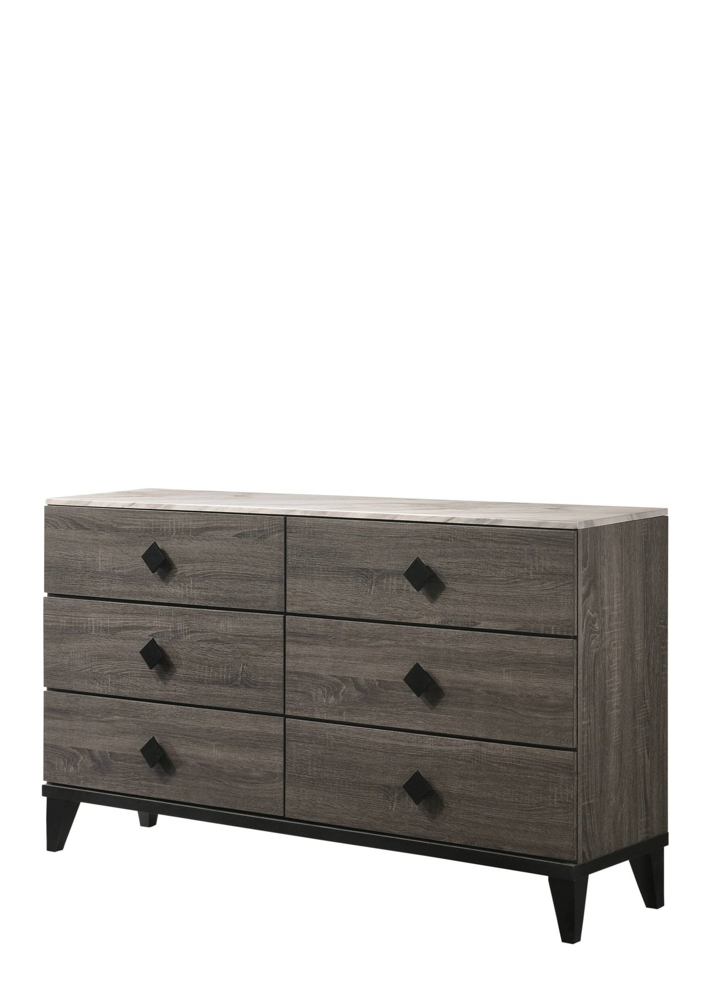 Avantika Faux Marble Top & Rustic Gray Oak Finish Dresser - 1st Choice Furniture Direct
