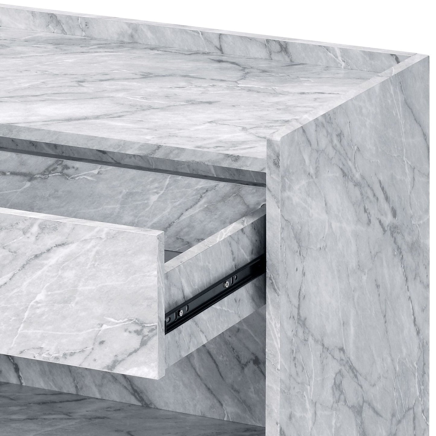 Azrael White Printed Faux Marble & Chrome Finish Accent Table - 1st Choice Furniture Direct