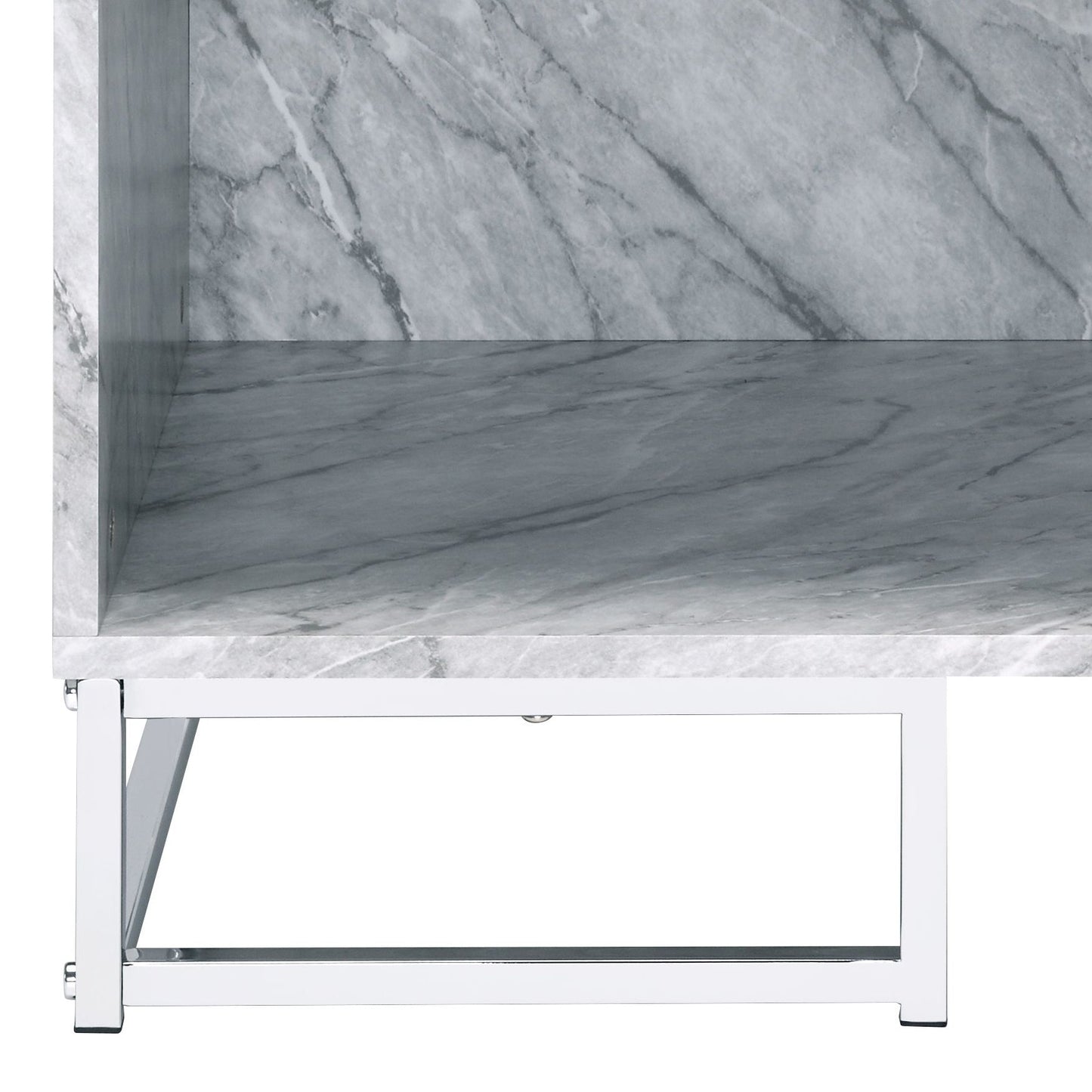 Azrael White Printed Faux Marble & Chrome Finish Accent Table - 1st Choice Furniture Direct