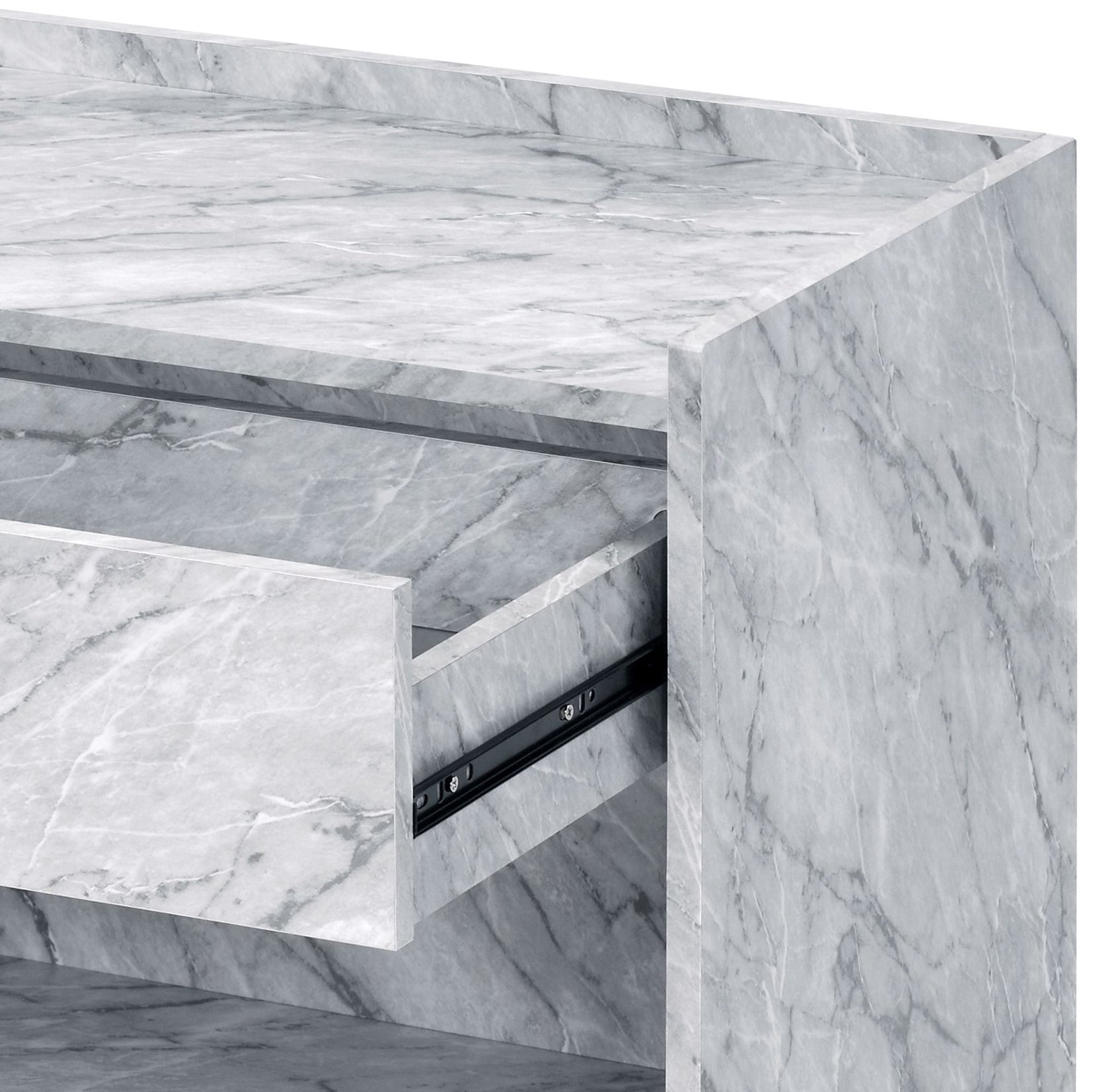 Azrael White Printed Faux Marble & Chrome Finish Accent Table - 1st Choice Furniture Direct