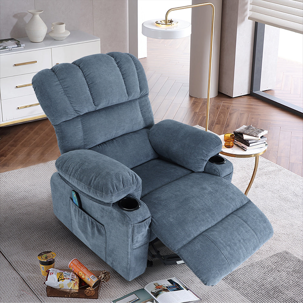 1st Choice Modern Recliner Chair Massage Heating sofa with USB in Blue